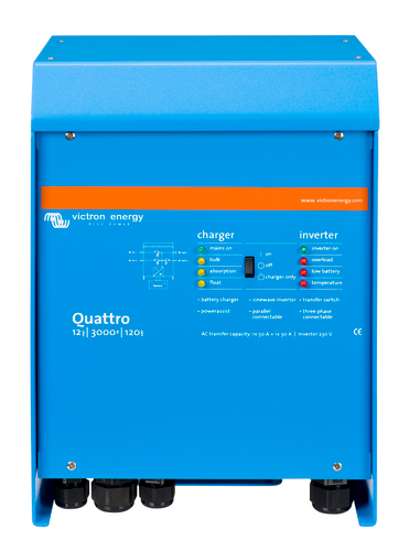 QUATTRO. 5KVA, 24V cargador 200A - 100A de carga. TENSIÓN AMERICANA.Victron (QUA125021100)