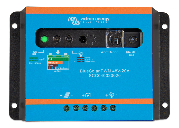 BlueSolar PWM-Light 12/24V-20A ; Vmax 55V. Regulador Victron. (SCC010020020)