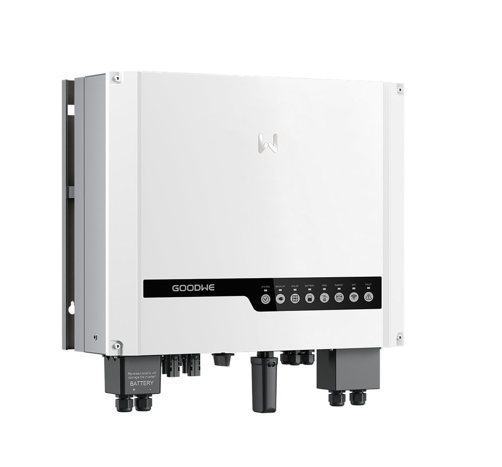 ES; 5.000W; 2 MPPT; Con Wifi y DC Switch, Back-up de 100A; 14A de entrada. Inversor HIBRIDO Monofásico Goodwe para baterías LV.
